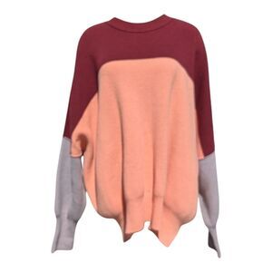 Free People Easy Street Color Block Sweater Size Small Peach Combo Oversized